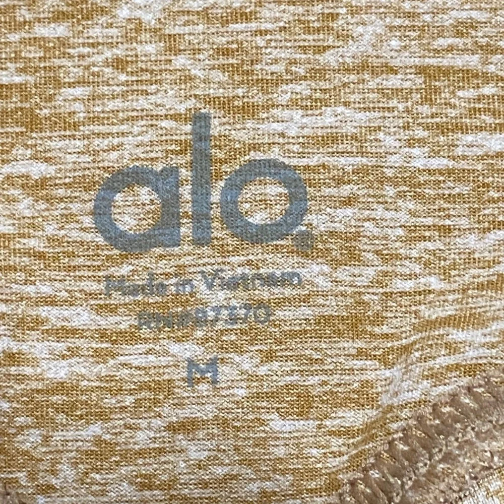 Alo Yoga Womens M Colorblock High Waist Leggings Yellow Brown Heathered Active